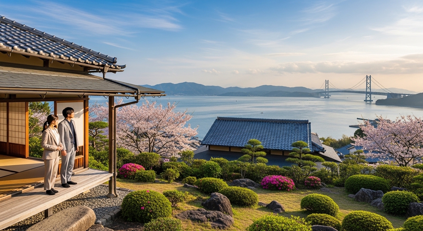 淡路島の移住で後悔しないための方法を検討する際にイメージしたい、明石海峡大橋と美しい海の風景