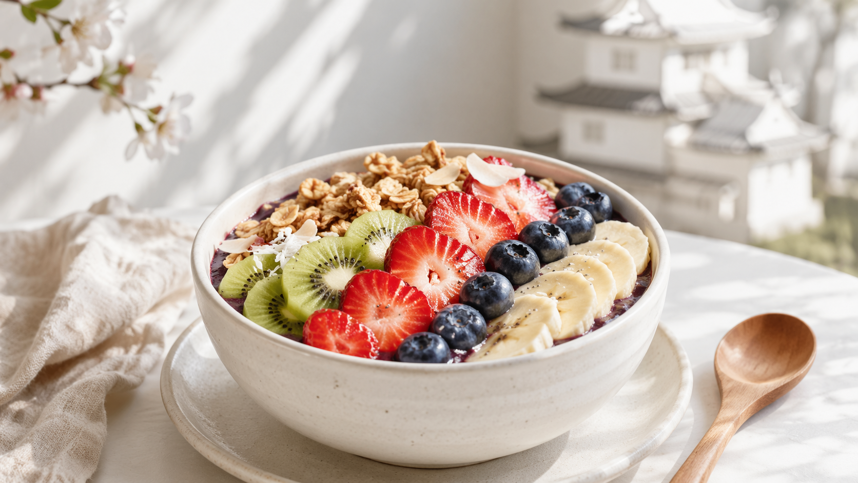 テイクアウト用カップに入ったアサイーボウルのイメージ