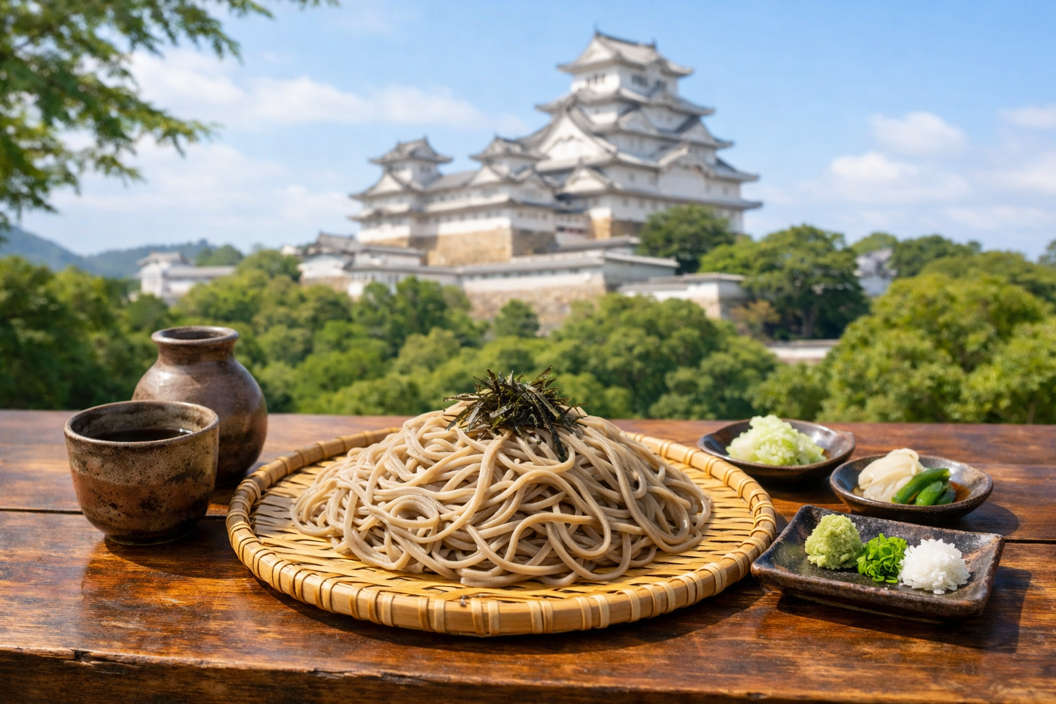 姫路駅・姫路城周辺で立ち寄りやすい蕎麦屋の街歩きイメージ