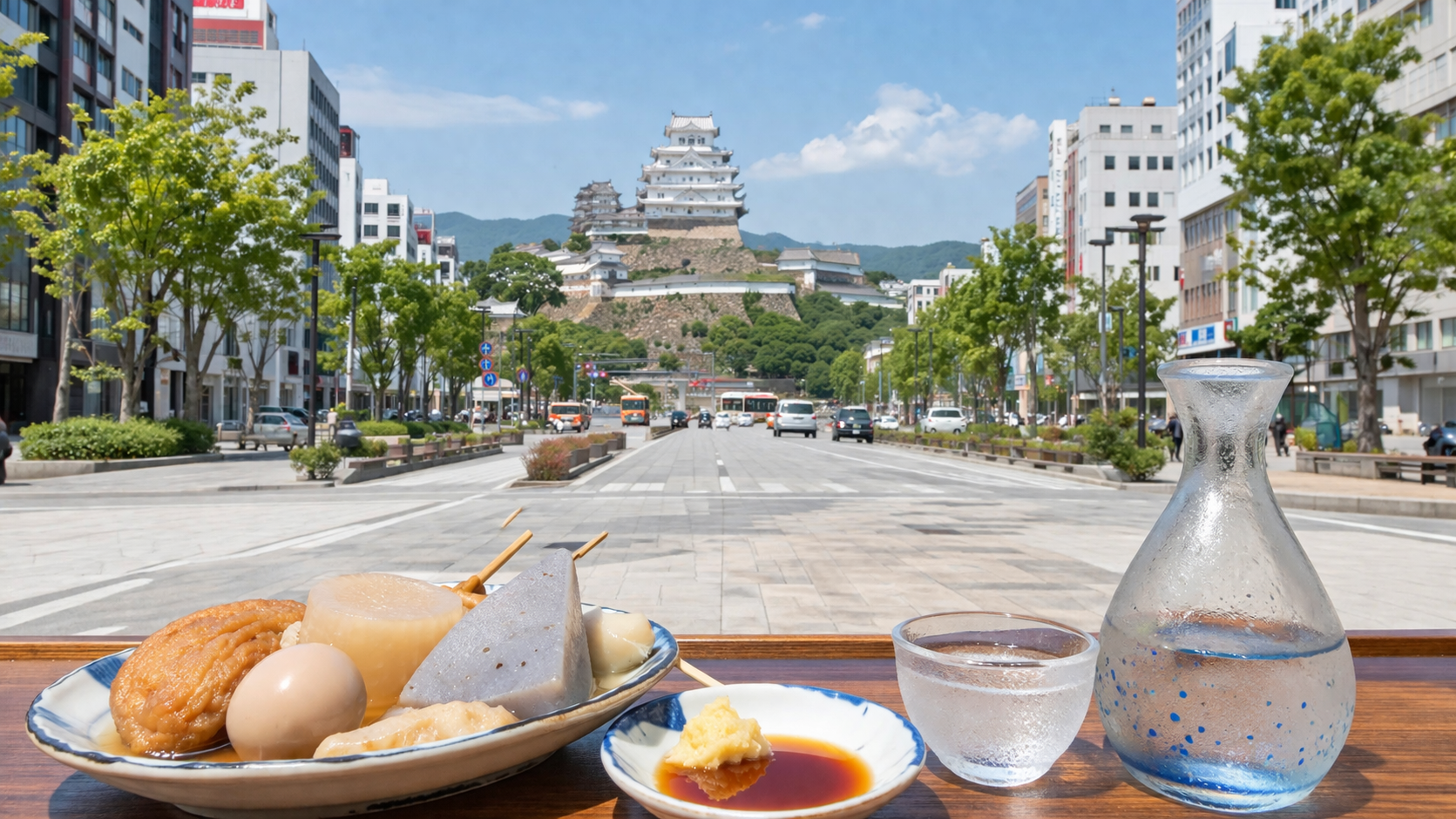 姫路駅周辺の昼飲みスポットを歩いて回るイメージ