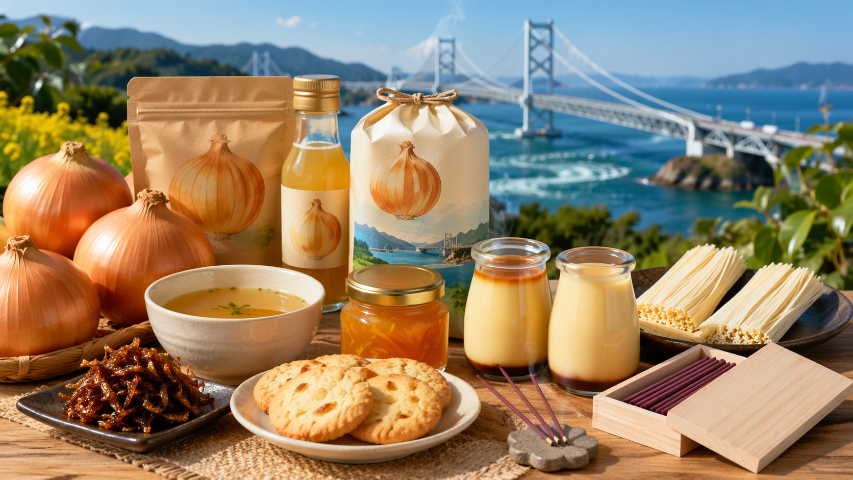 淡路島の定番土産として人気の食品を集めたイメージ